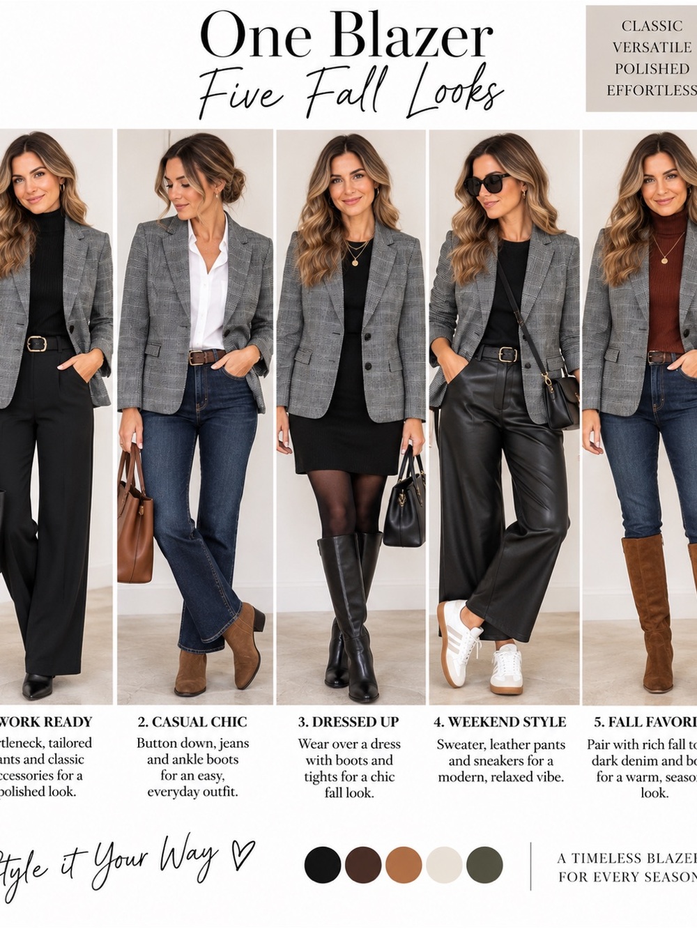 NWT Classic Gray Plaid Blazer for Women - Versatile Fall Layer